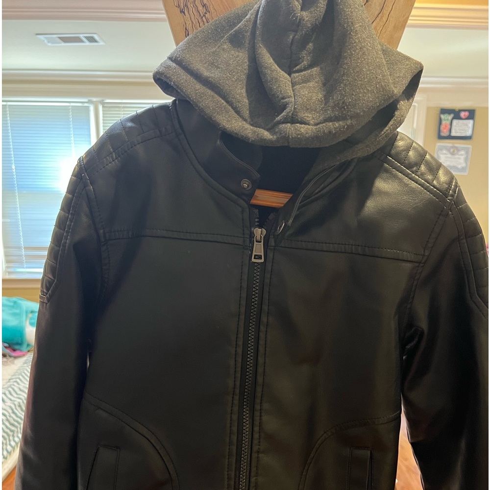 Leather jacket in dark black